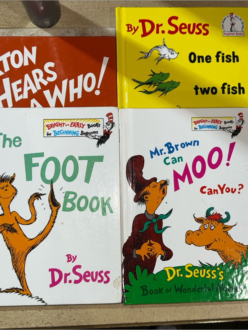Dr. Seuss Lot of 4 HC Horton Hears a Who One Fish Two Fish Bright & Early 4-8